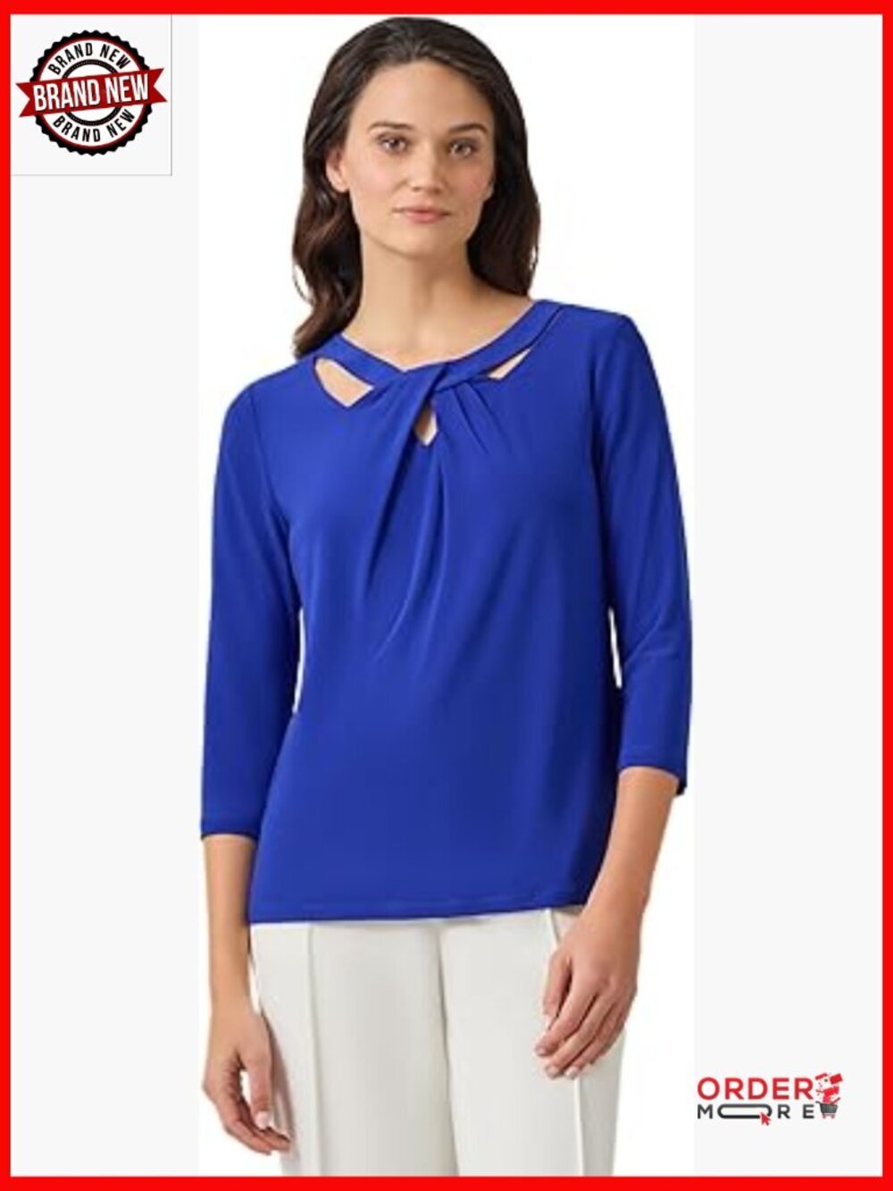 Women's 3/4 Sleeve Classic Fit Crew Neck Solid T-Shirt